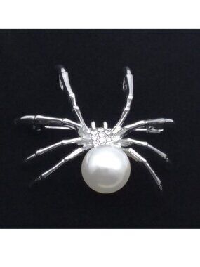 Spider Brooch Pearl Rhinestones Versatle to Pendant Trendy Stylish Glam Stunning